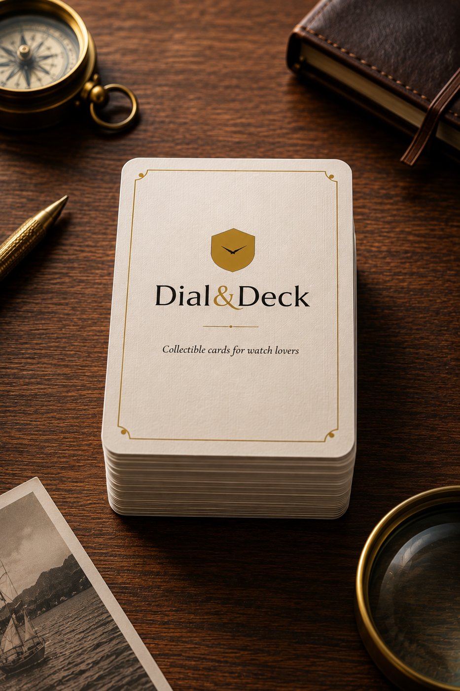 Stack of Dial & Deck cards showing the card back design